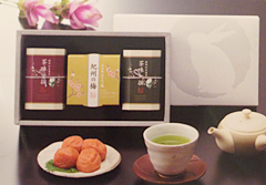 静岡深蒸し銘茶・紀州南高梅詰合せ 2,700円(税込み)